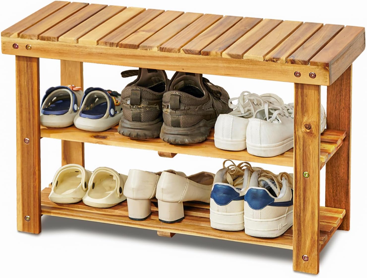 Transform Your Entryway with BEEFURNI Wooden Shoe Rack Bench