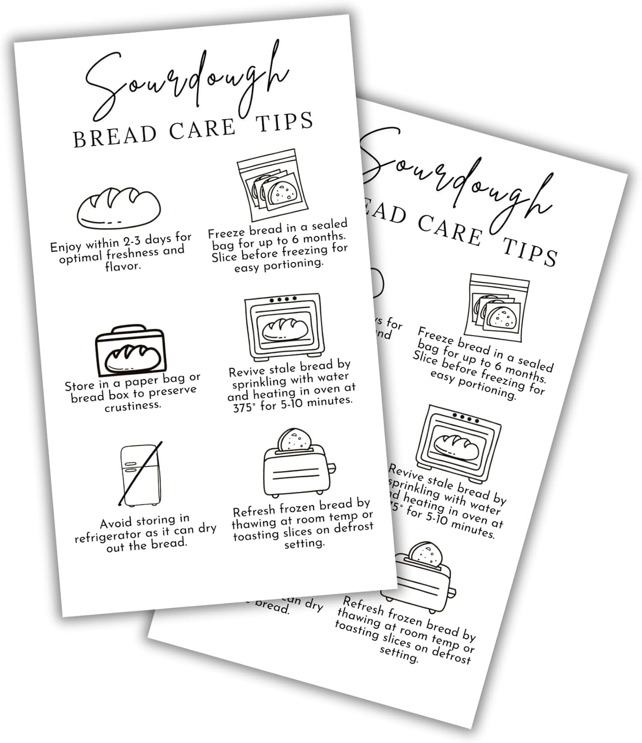 Elevate Your Bakery Experience with Sourdough Bread Care Instruction Cards