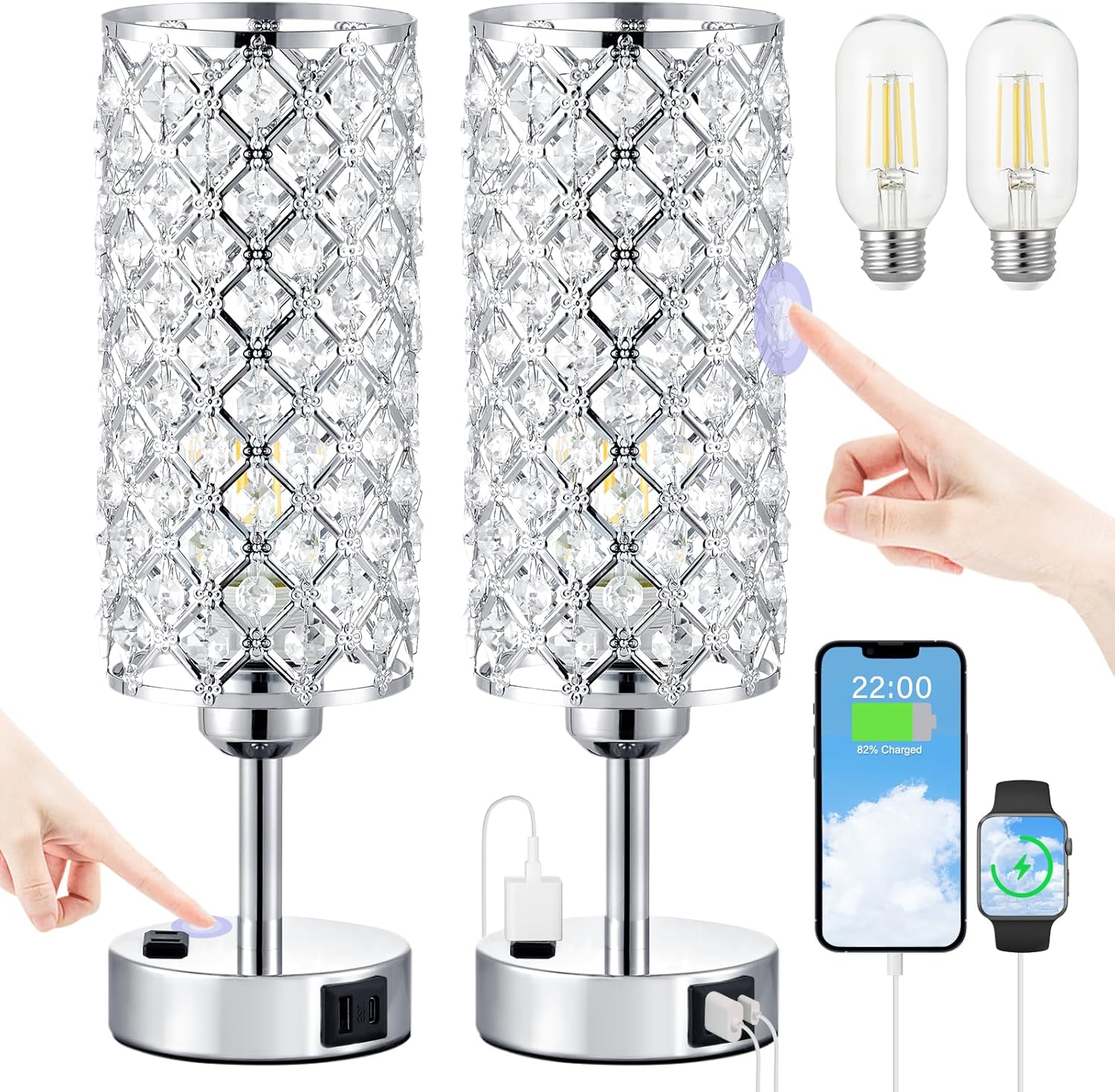 Elevate Your Space with the Crystal Lamp Touch Control Set